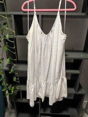 Joe Fresh White Linen-Like V-Neck Slip Dress Coverup